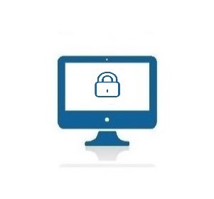 Ilustração de um computador com um ícone de cadeado na tela